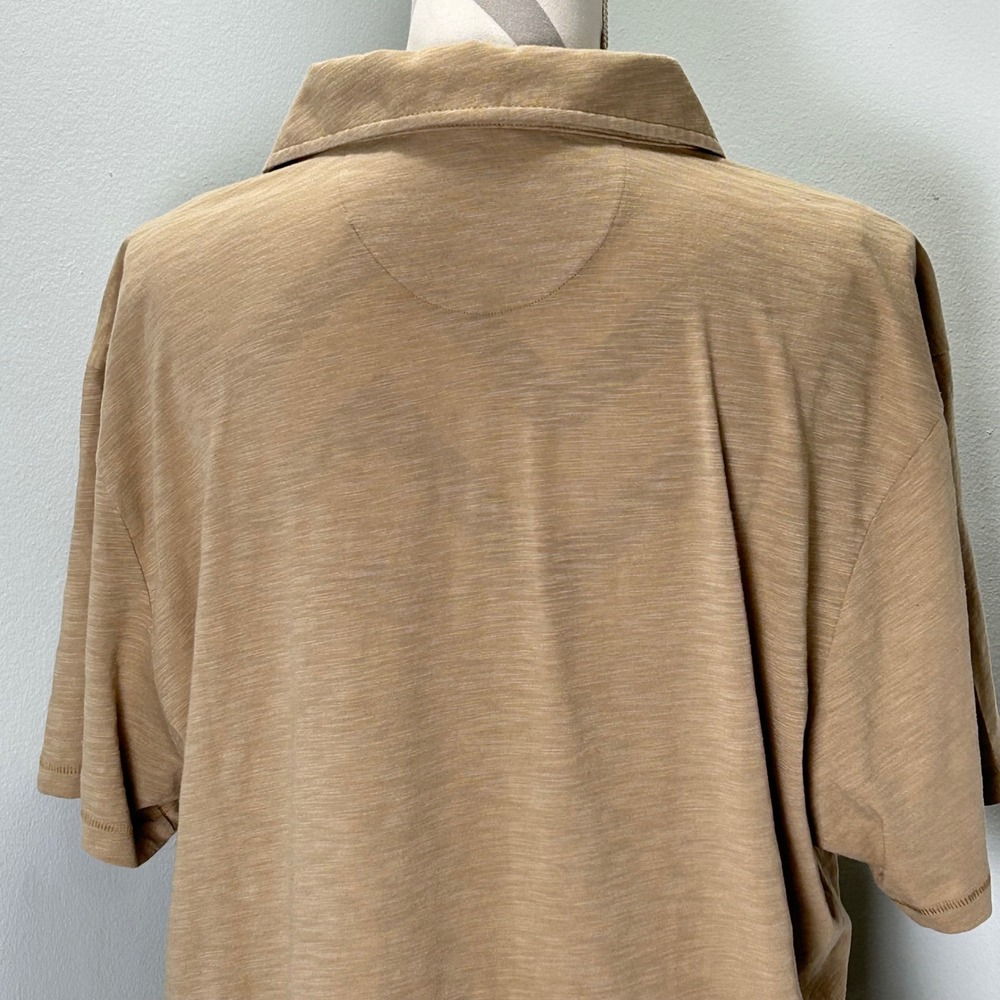 TOAD&CO Mens XL Tan Short Sleeve Polo Floral Organic Cotton Recycled Polyester - Picture 6 of 10